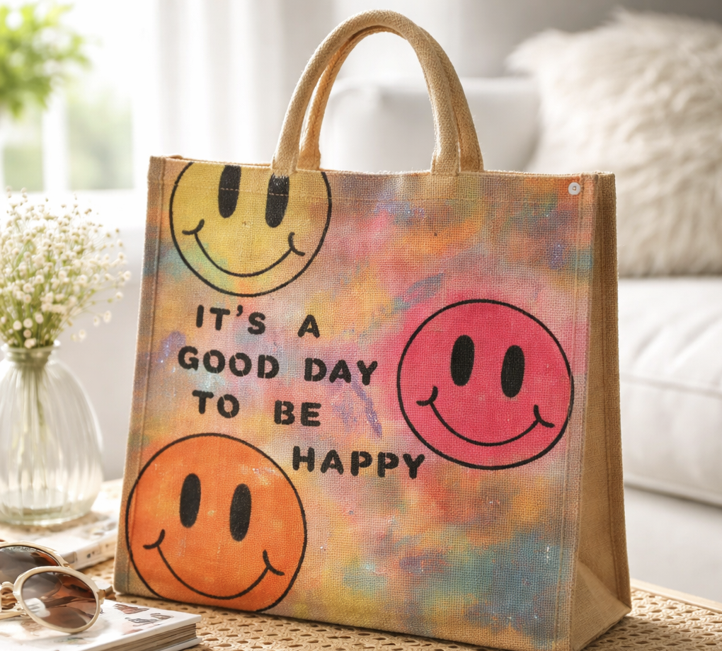 Jute Tasche Unikat Smile