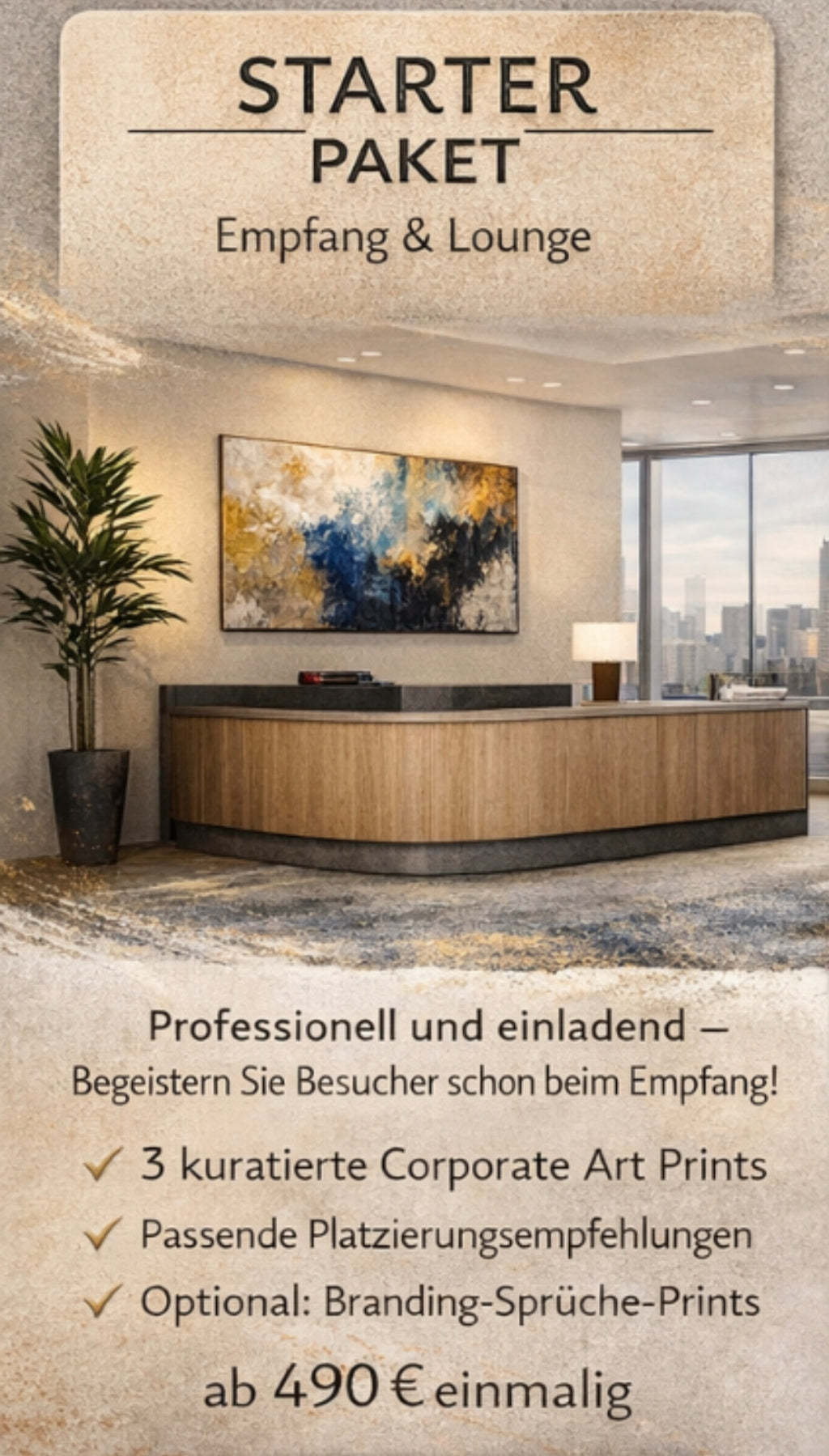 Corporate Starter Paket – Empfang & Wartebereichoptimierung durch abstrakte Kunst & Prints